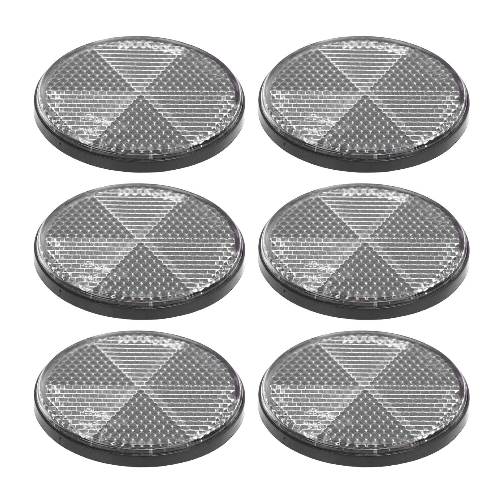 

6pcs Round Reflectors Self Adhesive 2.24in Safety Reflector for Mailboxes Driveway Tunnels Post Cars Trailer White белый