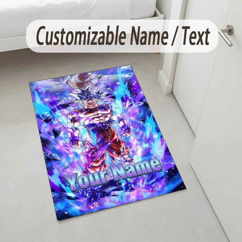 Personalized Crystal Velvet Carpet,Dragon Ball Custom Printed Name, Plush Area Rug For Home Indoor Decor