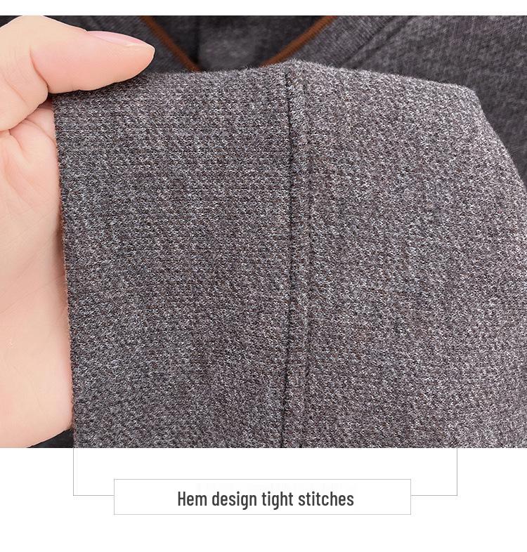 Herren Herbst/Winter Verdickter Samt Wolle Revers Zweiteiliger Lagenpullover für Mittleres und Älteres Alter