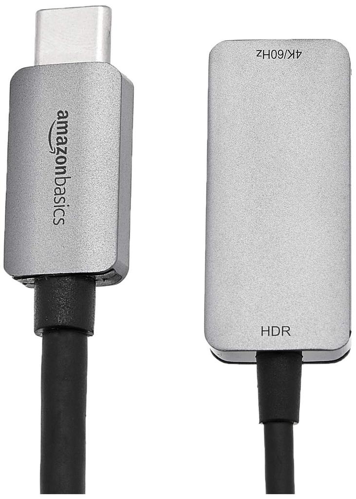 Amazon Basics USB-C 3.1 Male To HDMI Female Adapter, 4K@60Hz, 4.3 X 3.7 X 1.1cm, Gray