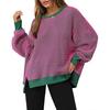 Multi-color Striped Round Neck Casual Sweatshirt