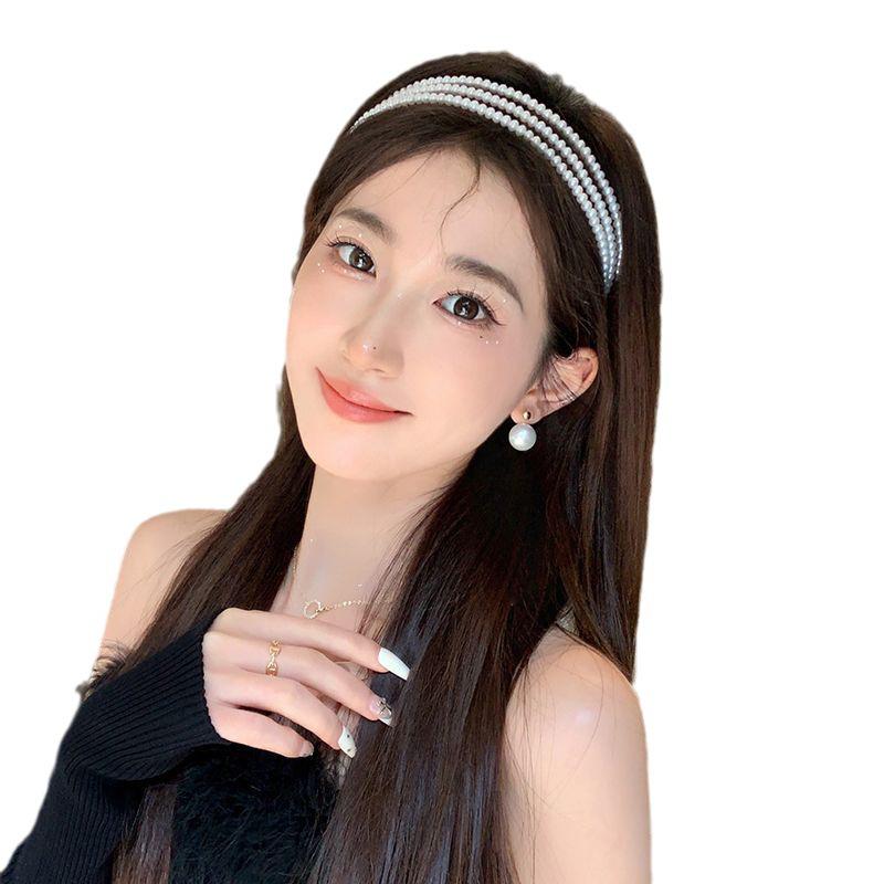 "2024 French Romantic Pearl Headband: Super Fairy, High Skull Top, Internet Celebrity Style, Face Wash Hairpin Headdress"