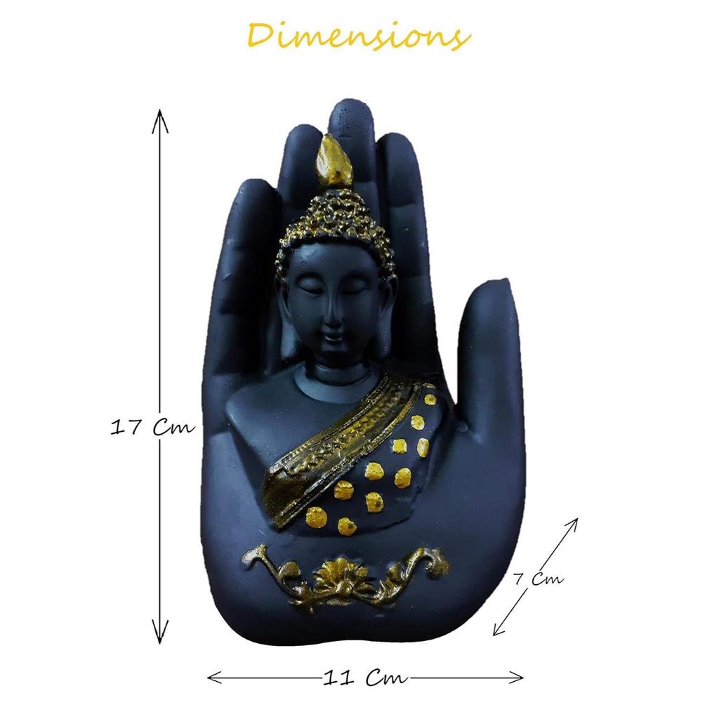 Black Palm Gautam Buddha Statue for Home Decoration Hand Buddha Statue for Living Room Garden Budh Showpiece