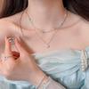 Luxury Double-Layer Pearl Zirconia Square Geometric Necklace - Versatile Clavicle Chain for Chic Commuting