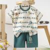 Set di Abbigliamento Estivo per Bambini Set T-shirt a Maniche Corte con Stampa di Animali Cartoni Animati Pantaloncini 2 Pezzi per Bambini e Bambine Morbido Cotone Abbigliamento Casual Quotidiano per Bambini