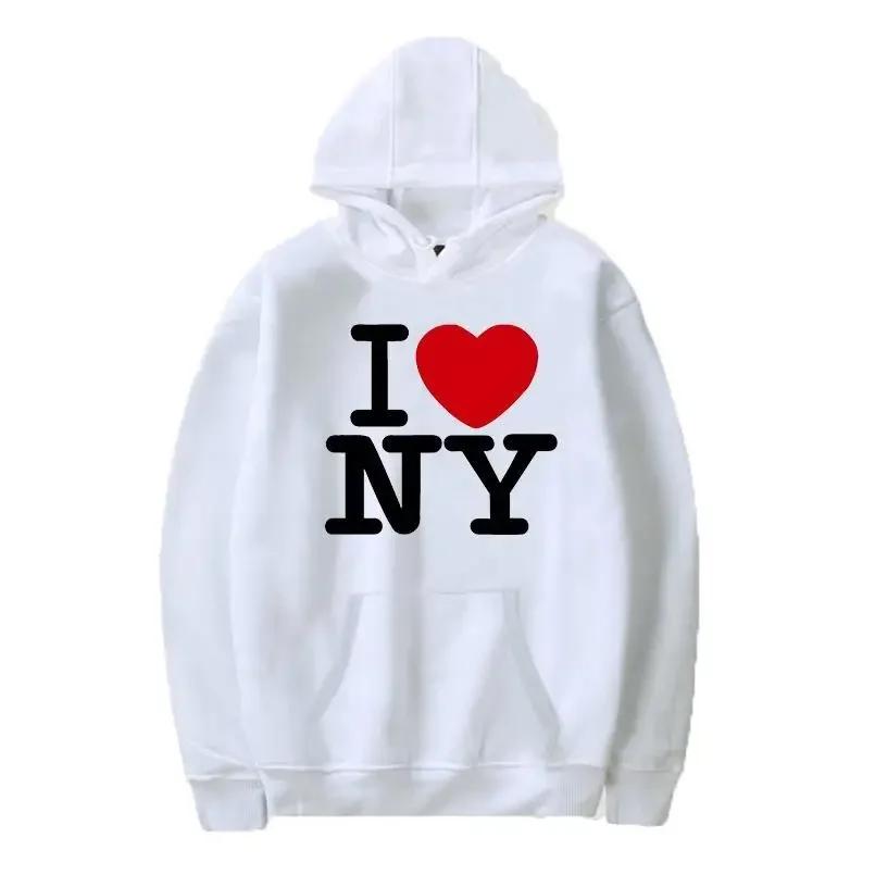 I Love New York Pritned Hoodies Men's and Women's Fashion Casual Hooded Pullover Street Hip Hop Clothing