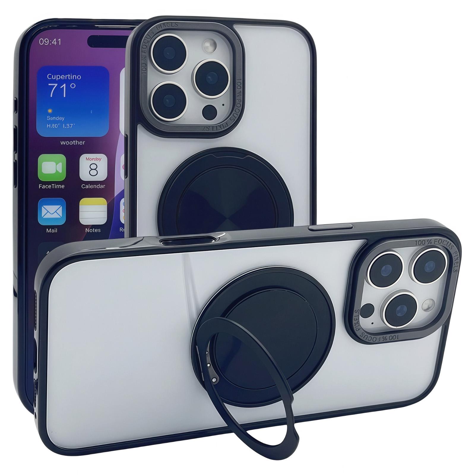 

Для iPhone 15 Pro Max Магнитный чехол Акриловый ТПУ Чехол-накладка на заднюю панель телефона с подставкой Black