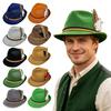 Codzienna Fedora z Piórem, Krótkim Rondem, Vintage Kapelusz Jazzowy, Niemiecki Daszek Podróżny, Akcesoria do Kostiumu Oktoberfest na Halloween
