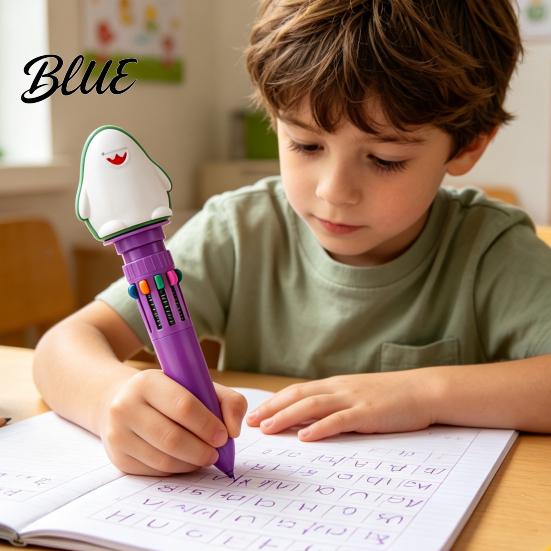 Ten Color Pens for Journaling 10 in 1 Cartoon Ballpoint Pen Multicolor Press Retractable Pens Colorful Ink Notes Smooth Writing Stationery Supplies