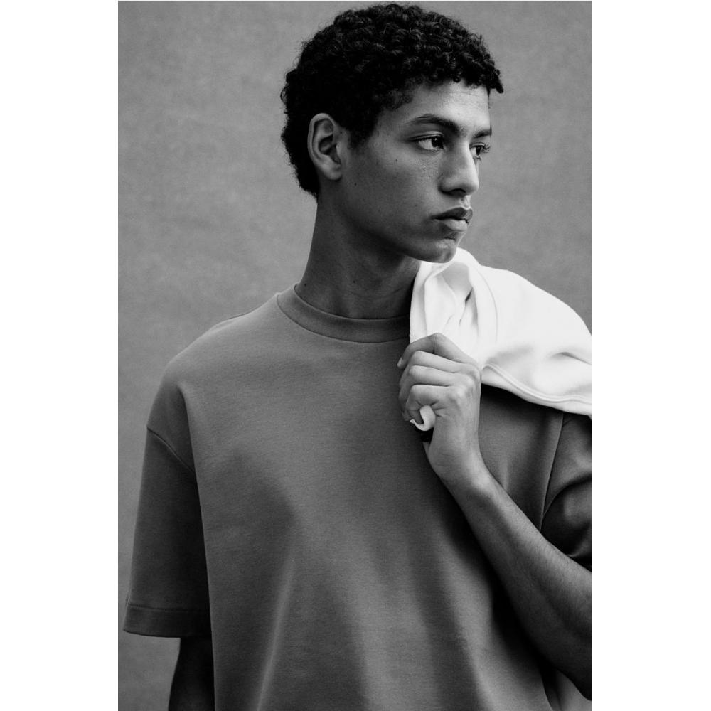 H M Loose FiT T sHirT Dark Beige