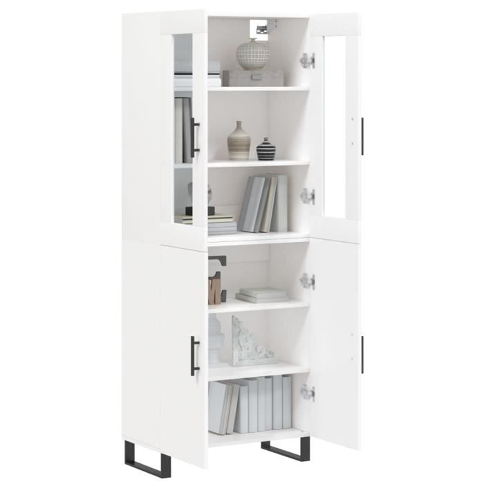 VidaXL Buffet haut Blanc 69,5x34x180 cm Bois d'ingénierie 3198233