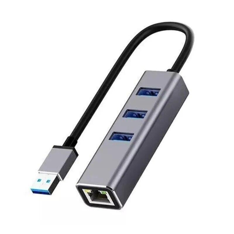 

USB 3.0 Gigabit Ethernet LAN RJ45 1000 Мбит/с сетевой адаптер 4-портовый концентратор проводной внешний высокоскоростной алюминиевый сплав ПК Mac Windows серый