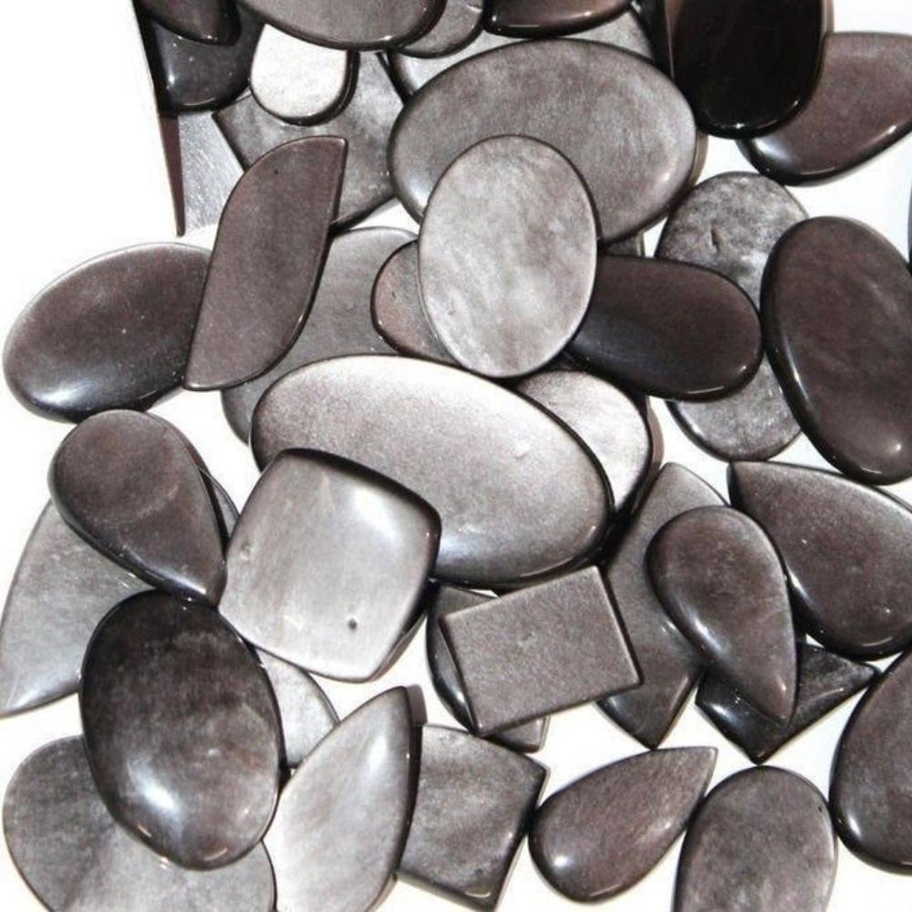 Natural Silver Obsidian Loose Cabochon Gemstone, Loose Polish Mix Shape With All Size Gemstone Lot, Gemstone Lot.