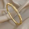 Flashbuy Gold Color Chic Inlaid Zircon Copper Bangle Bracelet For Women Statement New Design Temperament Wrist Fashion Zircon