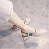 Fairy Wind Bag Head Sandals Female 2025 Summer Color Matching Pearl Mary Jane Thick Heel Square Head Medium Heel High Heel Sandals