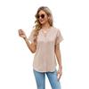 Sommer Neue Damen Kurzarm Shirt T-shirt Eis Seide Zou Bequeme V-ausschnitt Strickjacke Top S-2XL