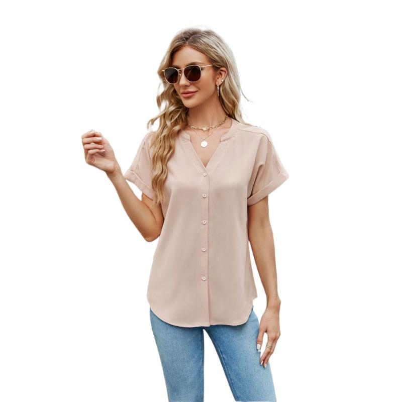 Sommer Neue Damen Kurzarm Shirt T-shirt Eis Seide Zou Bequeme V-ausschnitt Strickjacke Top S-2XL