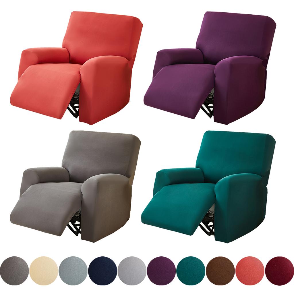 4 Pack Solid Elastic Recliner Chair Covers Non Slip Armchair Protector Furniture Dust Cover For Single Seat Sofa