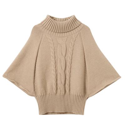 Poncho Maglia Lavorata a Maglia Antistatico ad Alto Collo