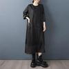 Long sleeve Plus size vintage Black new in dresses for women casual loose Spring autumn dress