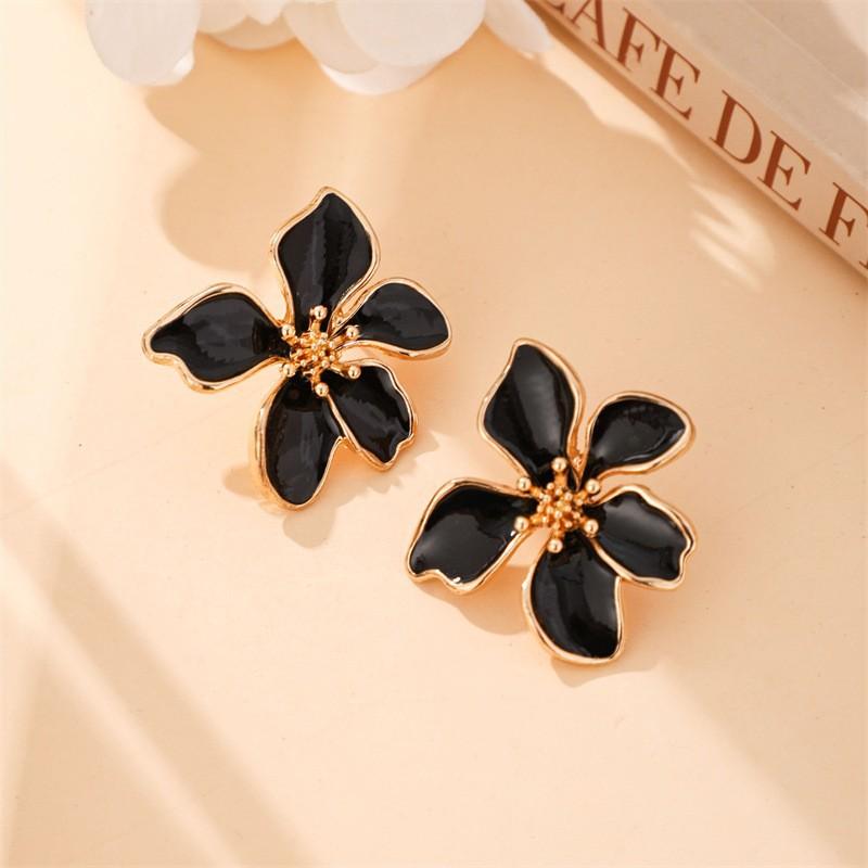 1111 European and American popular oil dripping flower earrings atmospheric high-end temperament simple earrings earrings