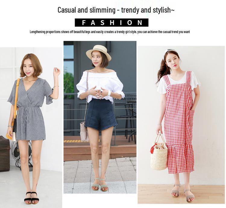 Women's Korean Style Wedge Sandals - Genuine Leather, Non-slip, Suede High Heel Platform, Fashionable Summer Footwear