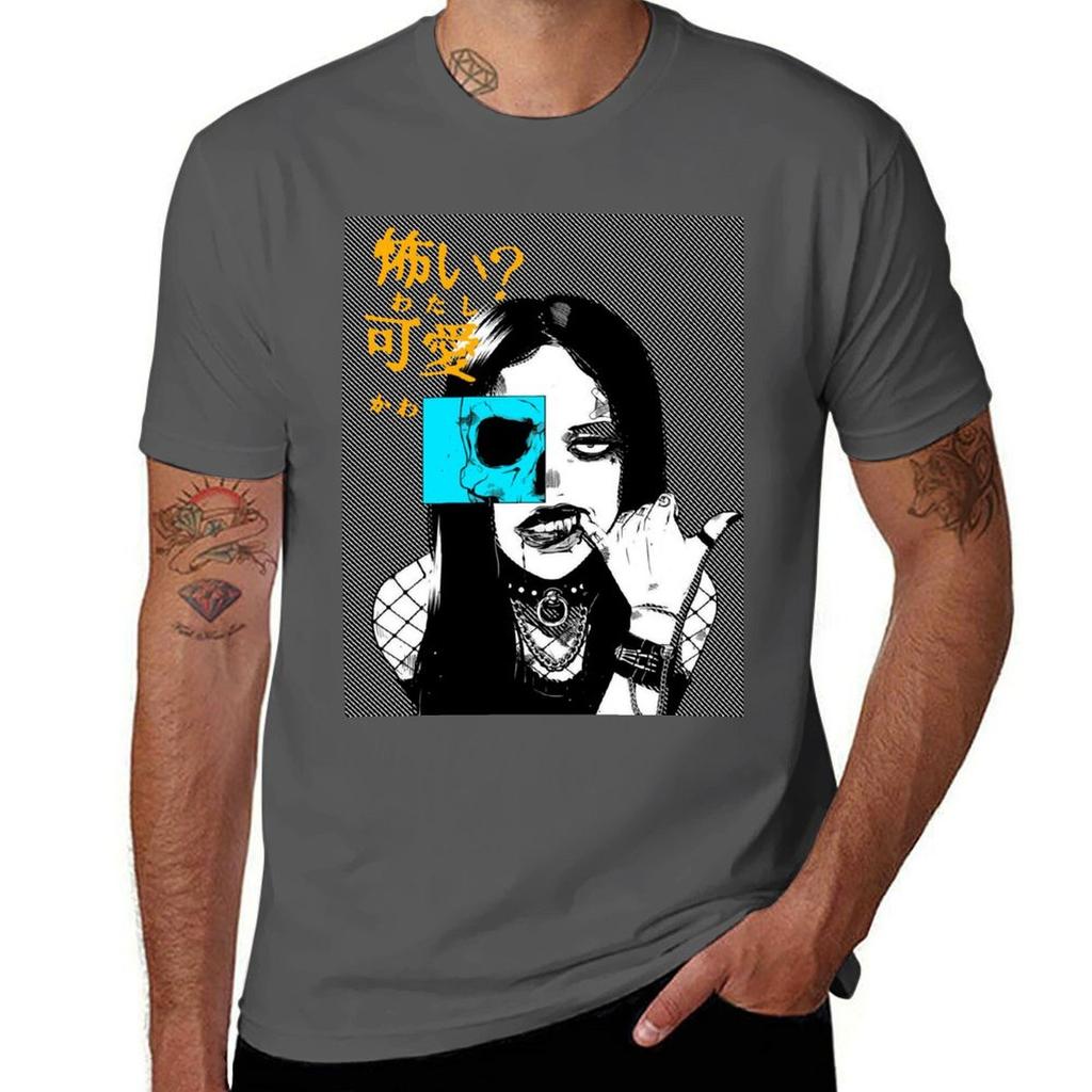 Cyberpunk Goth Style Girl TShirt Fashion Casual Short Sleeve Top