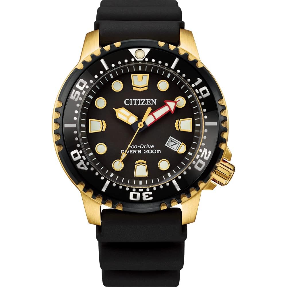 Citizen Promaster BN0152-06E Men's Diver Watch 200m Water Resistant Solar Eco-Drive Black Gold Rubber Band