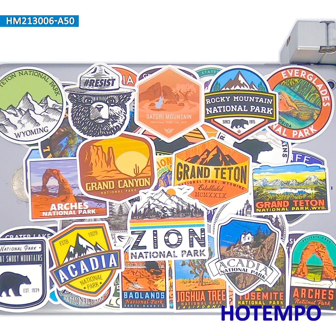 Natuurpark Stickers Set Kamperen Wandelen Buitenavontuur Voor Decoratie Laptop Telefoon Bagage Grappige Sticker Pakket 203050 Stuks