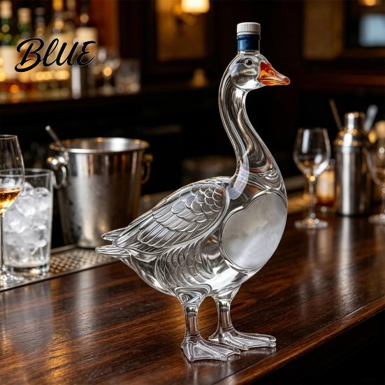 Botella de Exhibición de Whisky Decantador Forma de Ganso Pájaro Animal de Vidrio 3D Licor Esculpido para Exhibición de Bar Arte Dispensador de Vino Regalo para el Hogar Divertido Utensilio de Bar
