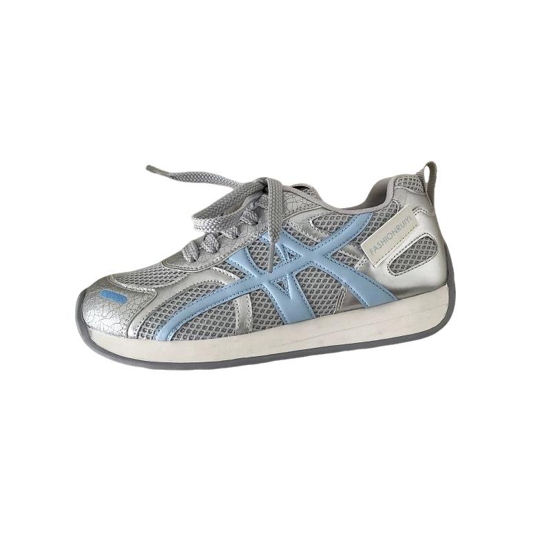 Ugly cute super fire Forrest Gump shoes women's 2025 summer breathable Korean version increases height and light feet small German training shoes mesh
