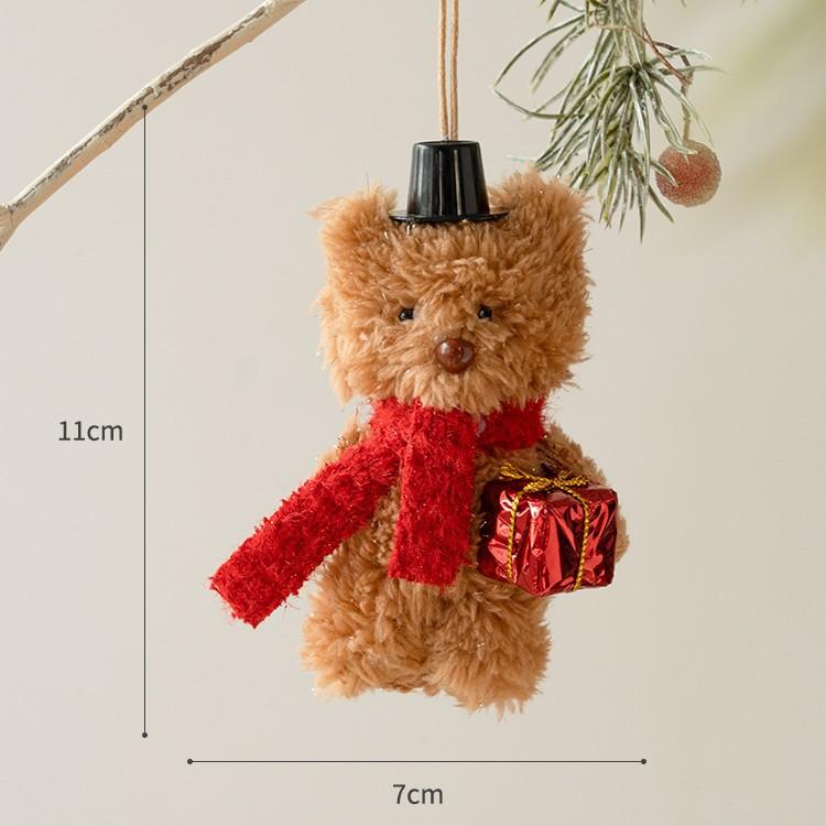 1PC Cute Christmas Bear Plush Pendant for Christmas Tree Hanging Bear Plush Pendant Gift Xmas Home Party Xmas Tree Decoration