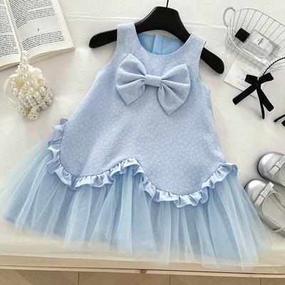 Sommer Mädchen Baumwolle Netzsplice Prinzessinnenkleid Kinder Partykleid