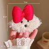 Cute Teddy Dog Plush Hair Clip With Red Blue Bowknot Cartoon Side Bangs Clip Hair Accessory For Girls Children Daily Wear