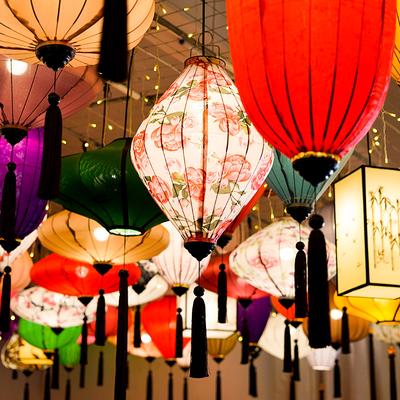 12/14 inç Retro Çin Çiçek Desenli İpek Fener Vietnam Orta Sonbahar Feneri Oryantal Saray Fenerleri Festival Parti Dekoru