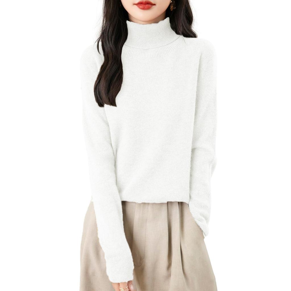 Women's Fashion Turtleneck Pullover Long Sleeve Loose Bottom Knit Sweater