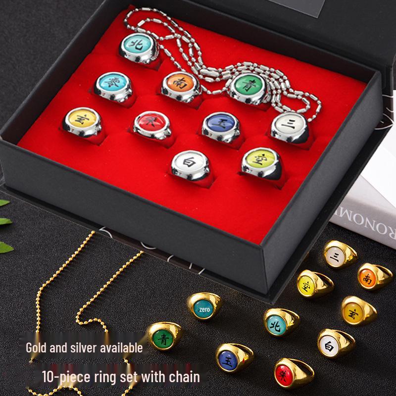 Naruto Akatsuki Itachi Deidara Pain Sasori Orochimaru Ring Set - Anime Accessories