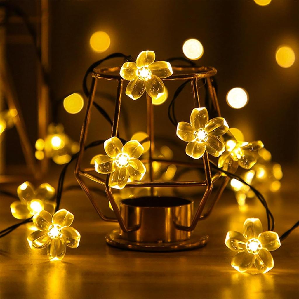 Stylish Solar String Lights Hours of Lithium Battery Illumination Garden 50 LED Cherry Blossom 8 IP65 Automatically Turns On At Suitable for New
