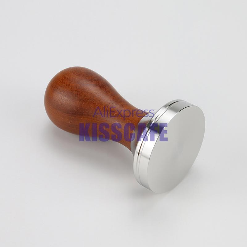 304 Edelstahlbasis Rotes Holzgriff Tamper 41MM 49MM 51MM 53MM 58MM 58.35MM Kaffeepulverhammer Kaffeezubehör