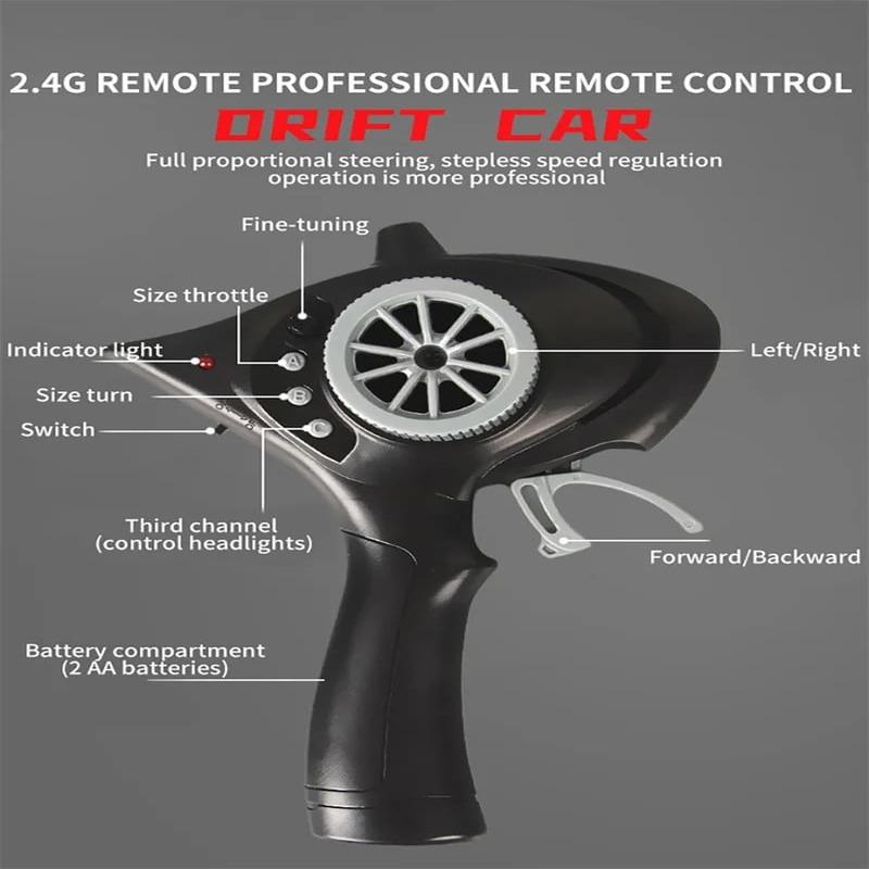 AE86 Model Full Size Car Modified Rear Drive New Ae86 Flip Light Gyroscope Racing Car with LED Light Remote Control Car Boy Toy Collection Ornaments