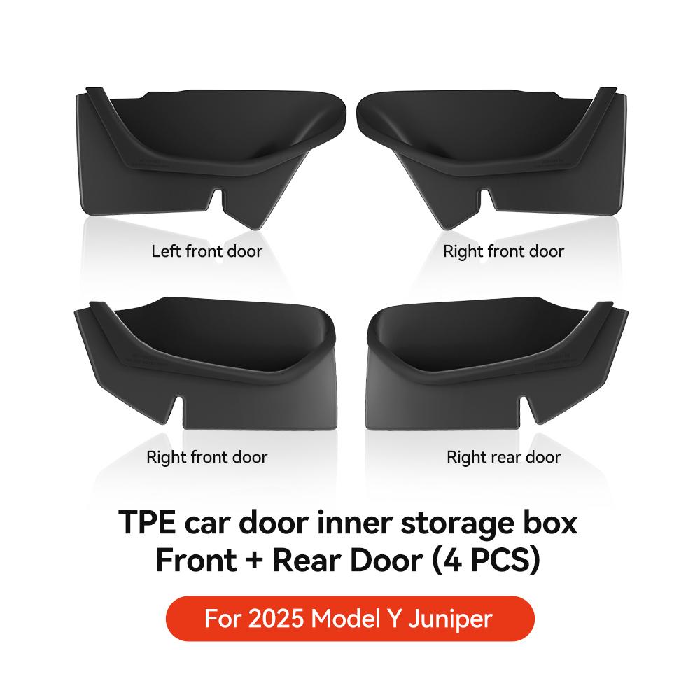 YZ For Tesla Model 3 Y Highland Juniper Car Door Side Storage Box Front Rear Side TPE Door Storage Organizer Tray Accessories