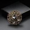 Vintage Gold Color Gray Crystal Round Bohemia Brooch For Women Jewelry Retro