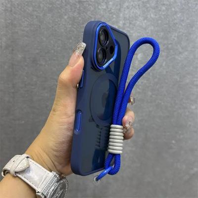 Bracelet de luxe Magsafe Coque de téléphone transparente pour iPhone 11 15 14 13 12 16 17 Pro Max Cordon téléphone Magnétique anti-chute