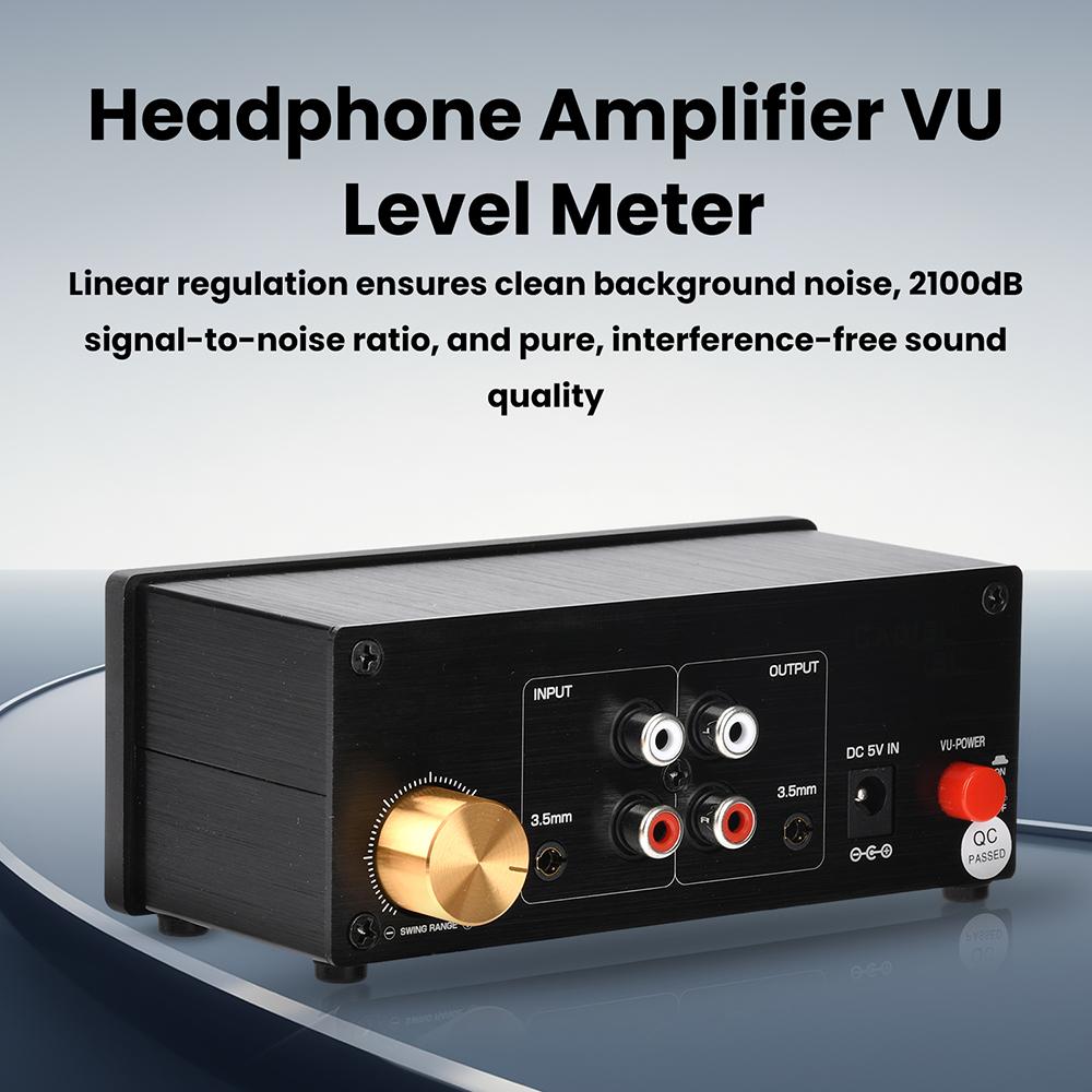 Xz-U6Pro VU Meter + Headphone Amp Combo DC 5V Desktop Linear Headphone Amplifier 6.35mm/3.5mm Jack