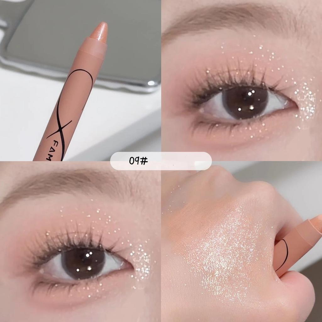 Pärlögonskuggspenna Liggande Silkesmask Highlighterpenna Matt Ögonmakeup Pärlhögblank Uppljusande Glittrig Ögonskuggspenna