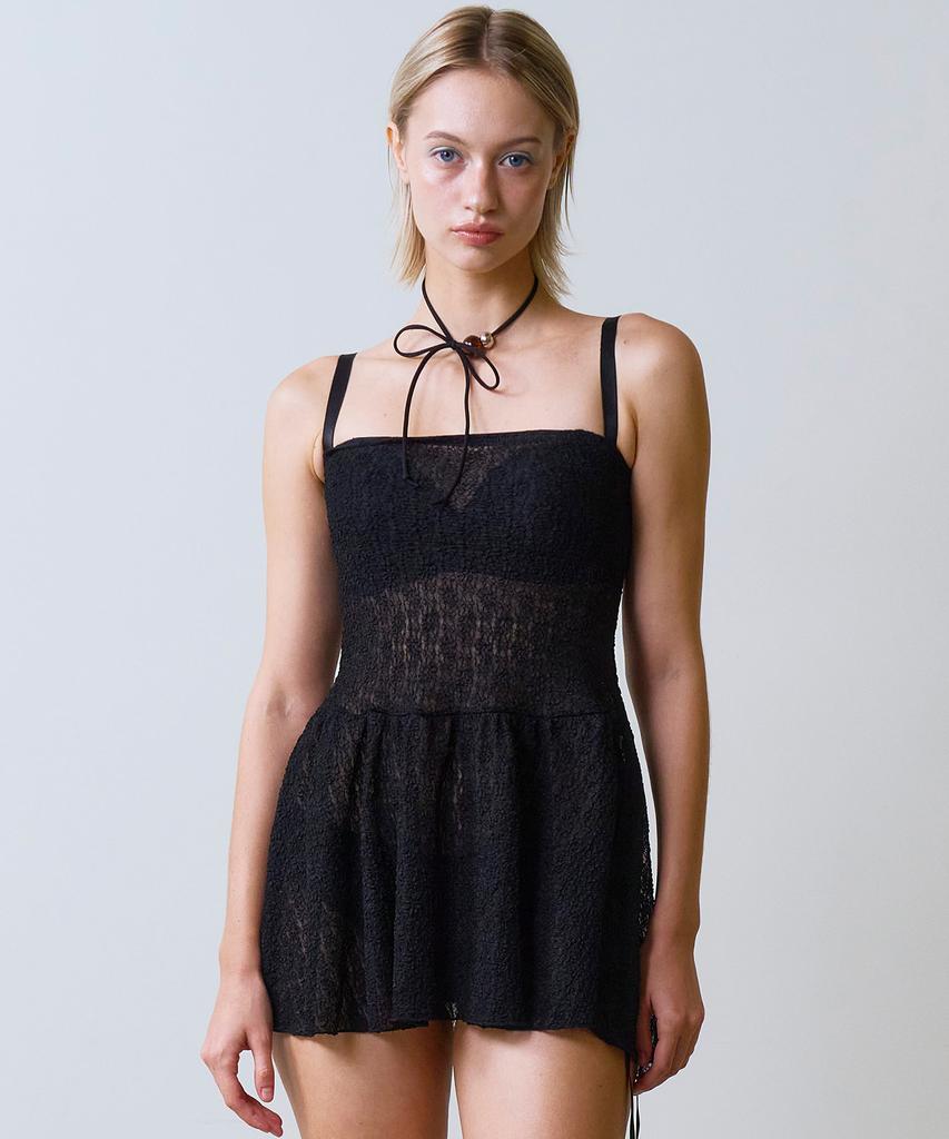 VINAJ Lace Tube Top One-Piece Cover-Up (Black)