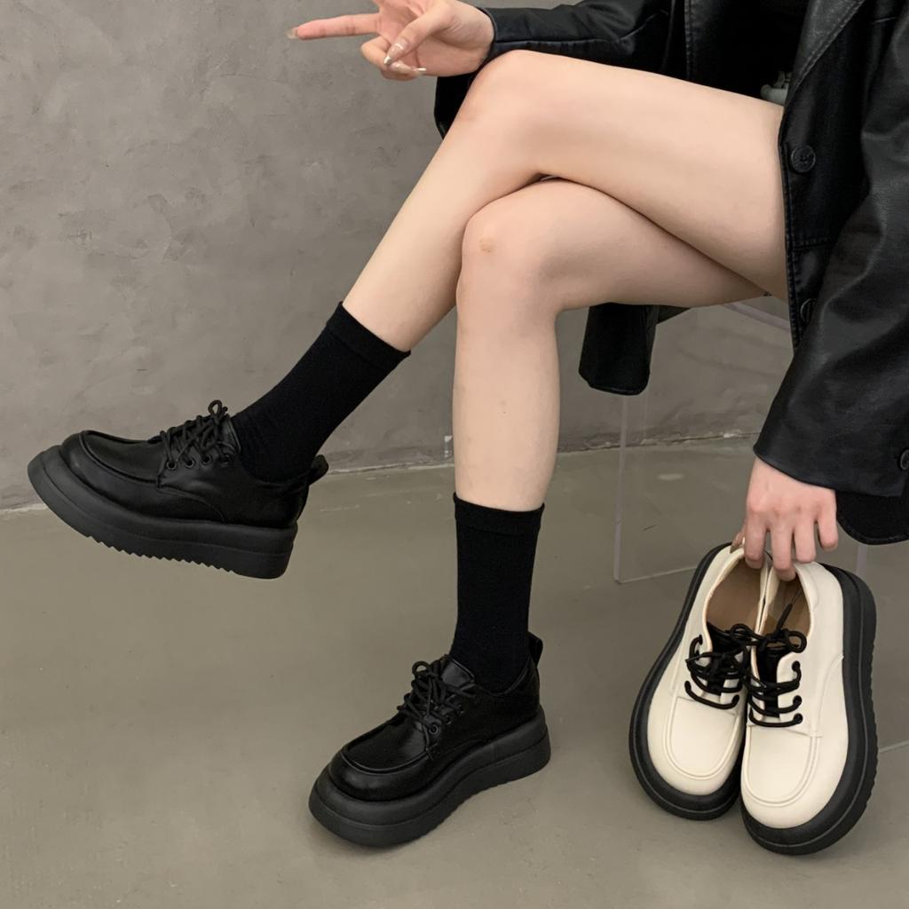 Retro British style small leather shoes women's summer 2025 spring new round head versatile black platform loafer single shoes