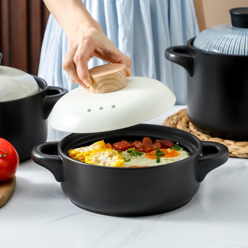 Simple and Creative High-end Light Luxury with Gift Box Set Chaozhou Heat-resistant Casserole Soup Depth and Light Striped Flower Noodles