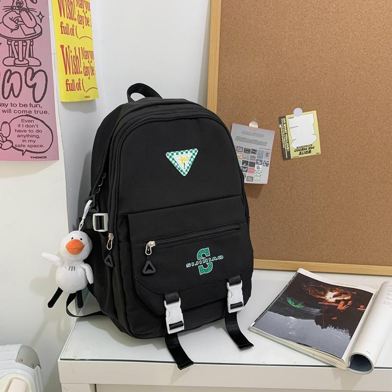 

Рюкзак новый большой емкости простой для средней школы средней школы студенческая школьная сумка женский досуговый спортивный дорожный компьютерный рюкзак чёрный