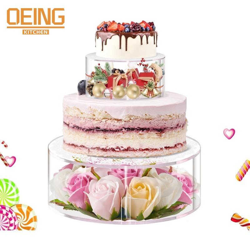 2/3 Pcs Acrylic Clear Cake Stand for Party Birthday Wedding Holiday Dessert Table Cake Cupcake Pastry Display Stand (6/8/10 in)